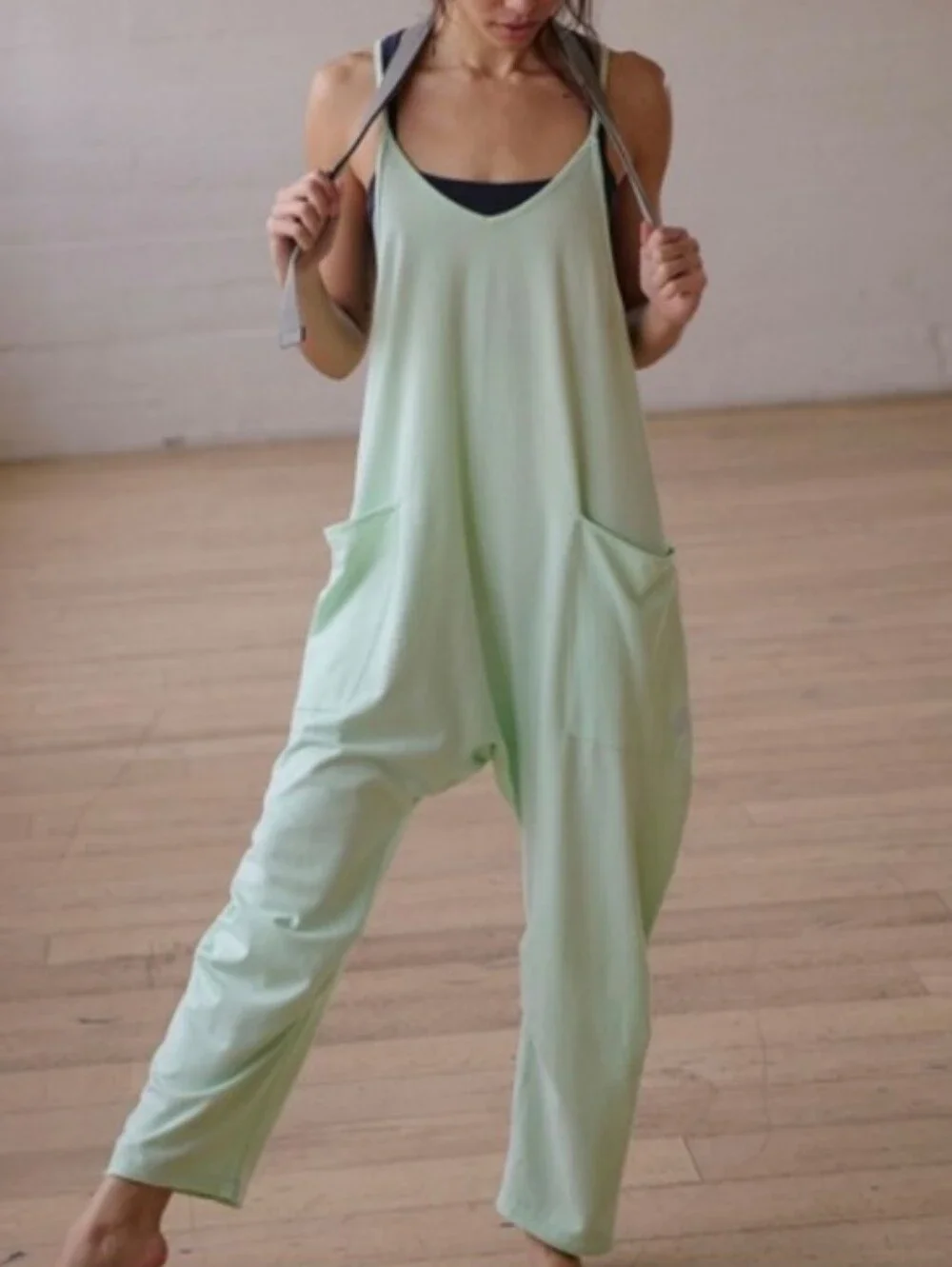 Free people Hot Shot Onesie Jumpsuit Green Pistachio XL Pockets